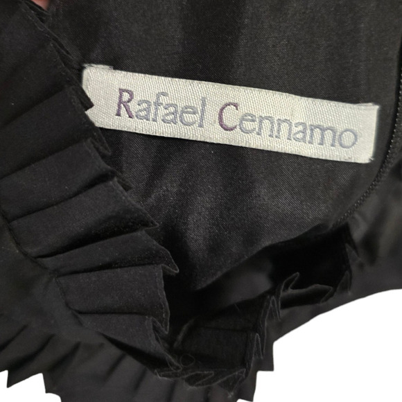 Rafael Cennamo Pleated Taffeta Sleeveless Halter Top Blouse Blac Size 6 small - Picture 4 of 7